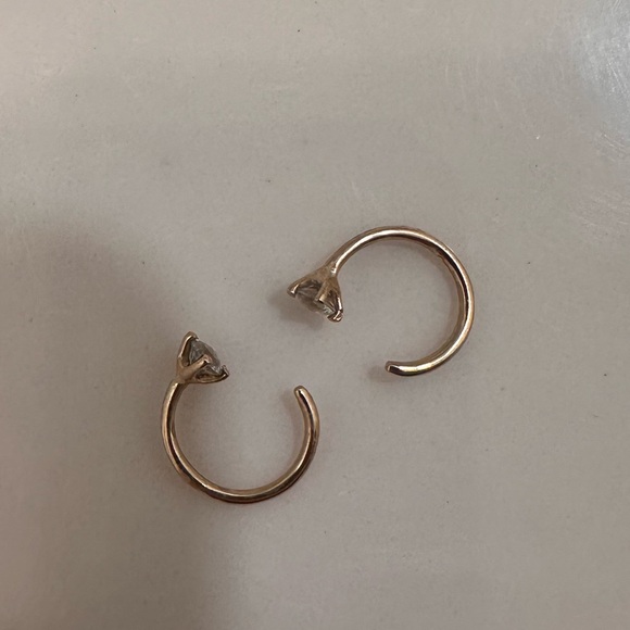 Local Eclectic Solid Gold White Sapphire Ear Huggers - Picture 2 of 2